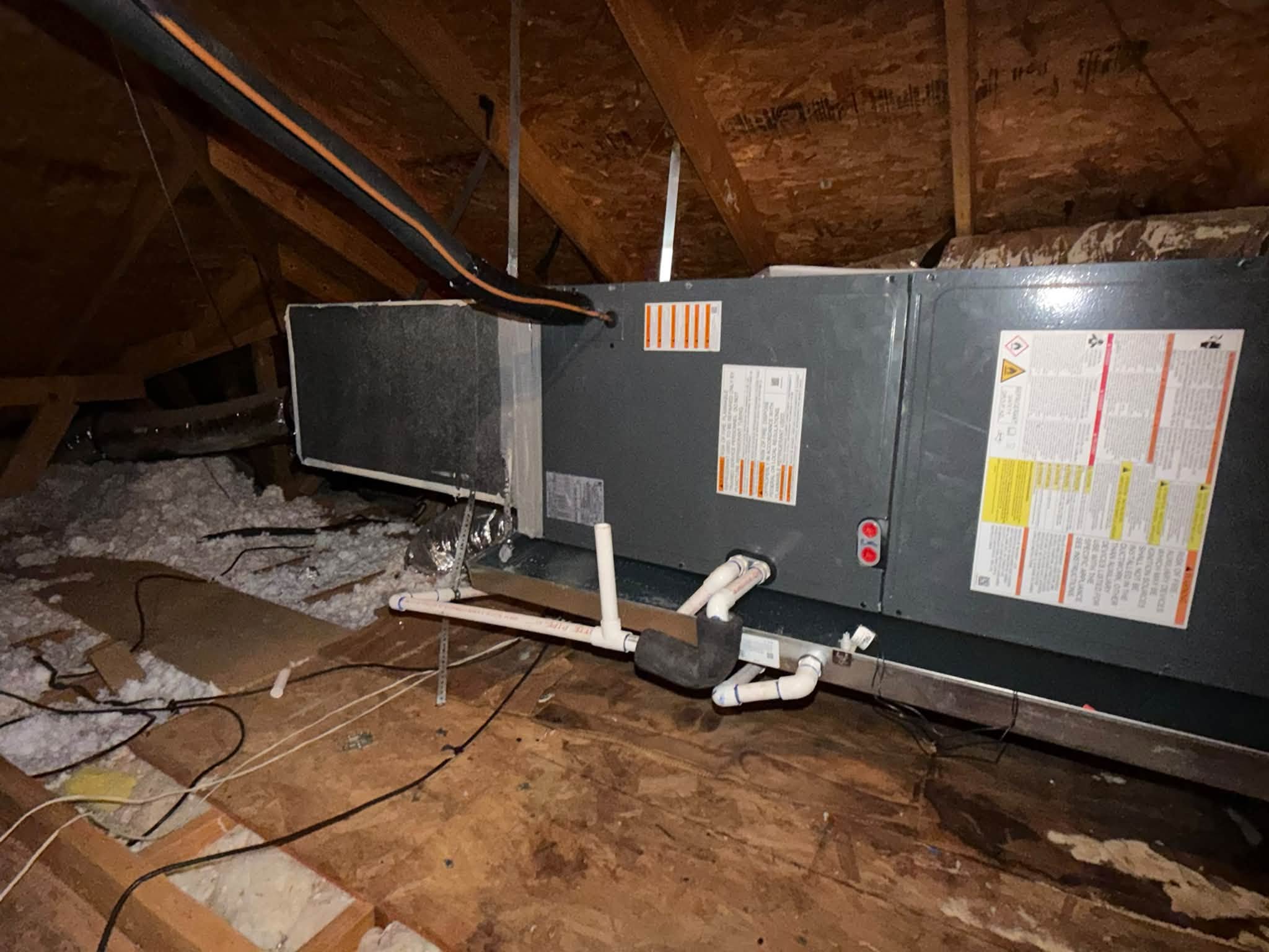 Air handler and return duct in an attic